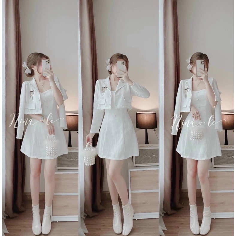 SET ĐẦM 2 DÂY + KHOÁC DẠ