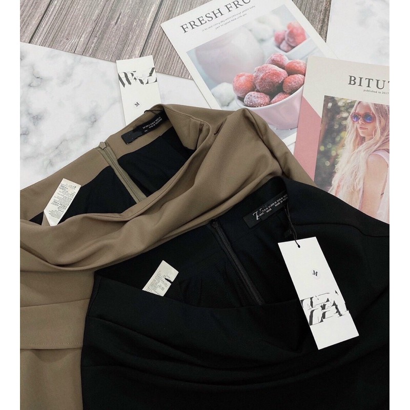 Chân váy vạt chéo xếp zara (Freesize &lt; 55kg) - Chân váy 2 lớp có túi