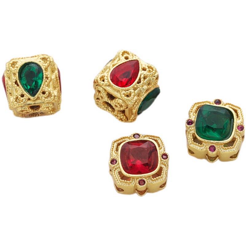 Hạt Đá Zircon Hình Vuông Màu Vàng Kim Mạ Điện Dùng Làm Trang Sức Thủ Công 10mm diy