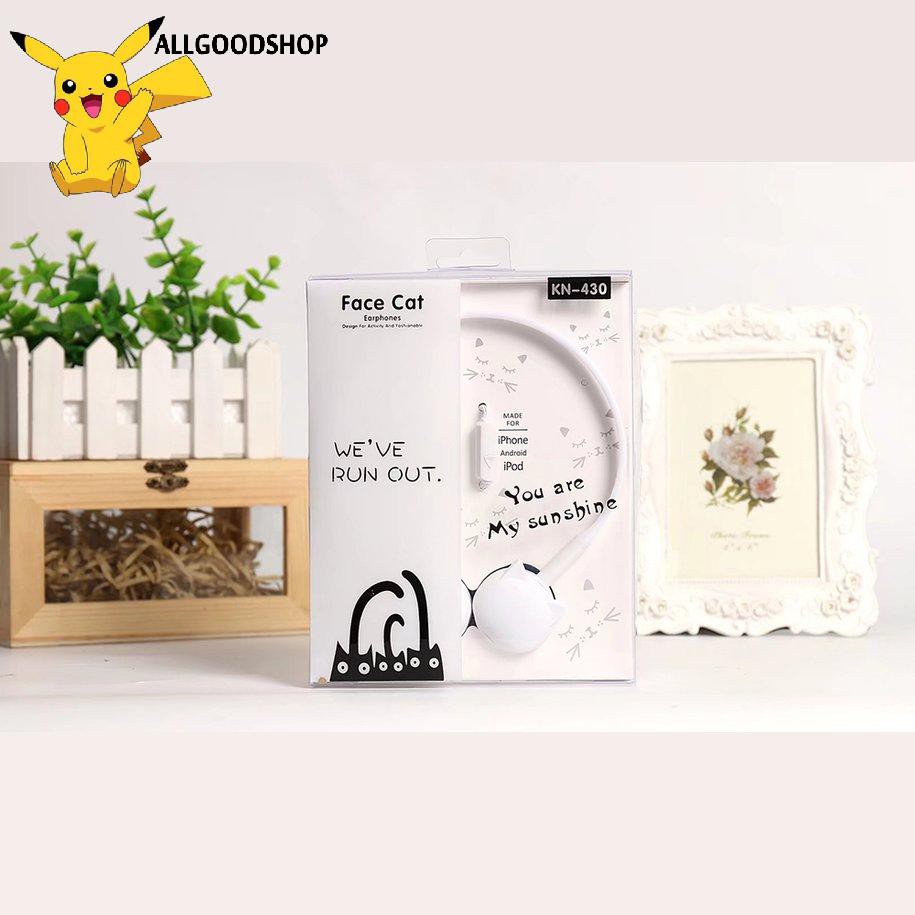 Tai Nghe Nhét Tai Kn-431 Có Micro Hình Mèo Đáng Yêu