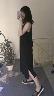 ORDER Váy 2 dây đen cotton mềm