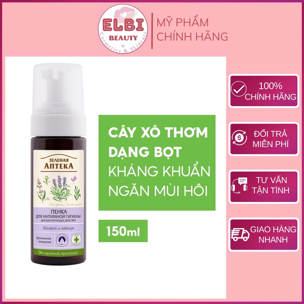 Dung Dịch Vệ Sinh Phụ Nữ Zelenaya Apteka ( Anteka ) Dạng Bọt Cây Xô Thơm Và Lavender 150ml - Elbi Beauty