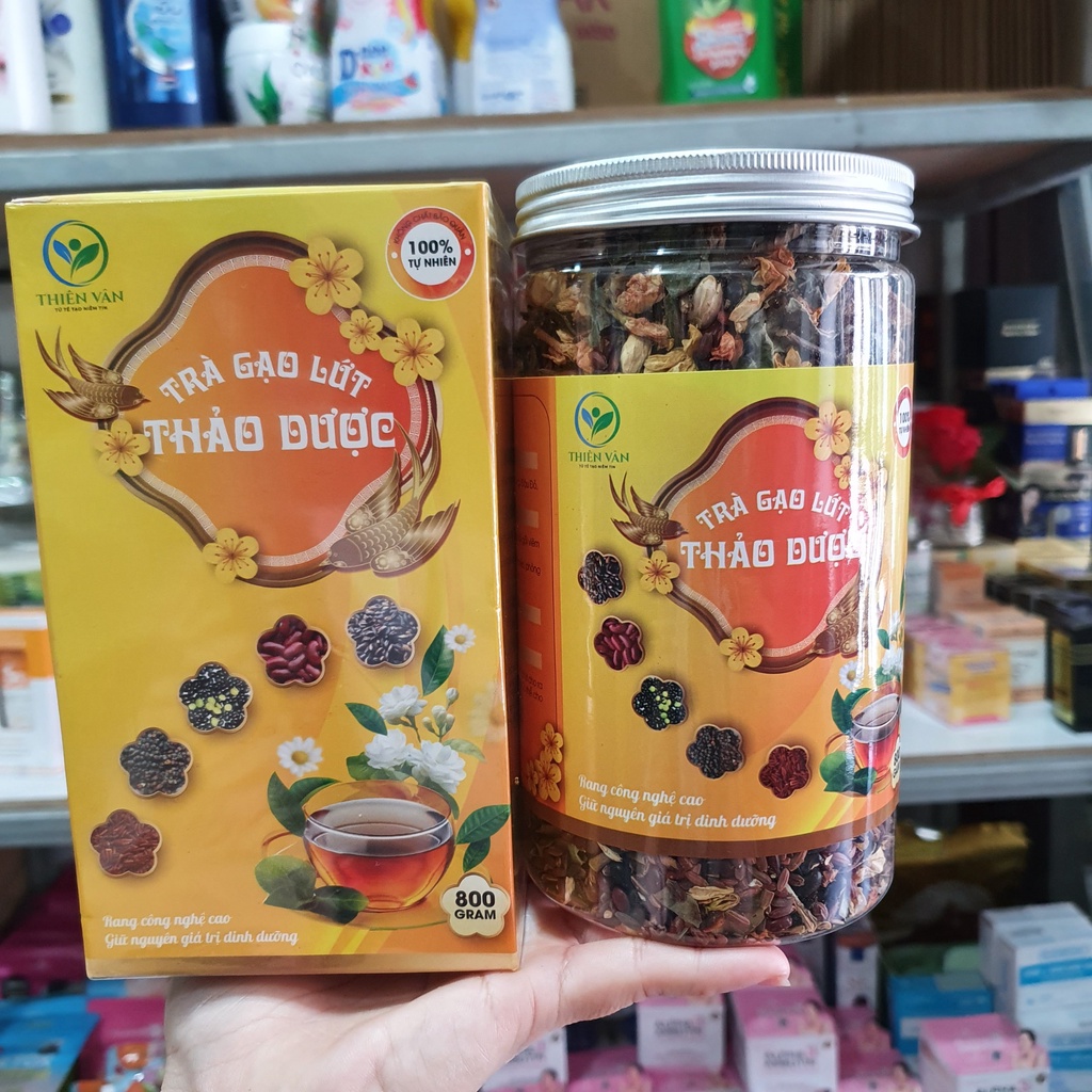 Trà Thảo Dược Gạo Lứt Xạ Đen Đậu Đen Hũ 800g