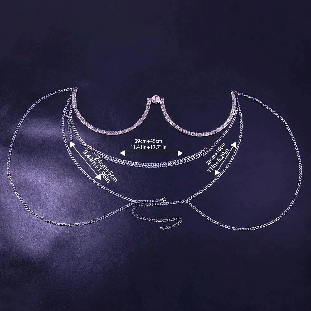 Dây Chuyền Body Chain Quyến Rũ|Dây Đeo Ngực Dạng Xích Chéo Màu Sắc Gợi Cảm Cho Nữ