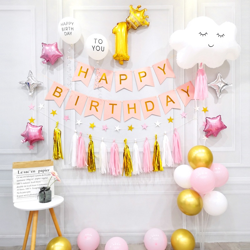 Dây Chữ HAPPY BIRTHDAY Bằng Giấy Cao Cấp Trang Trí Sinh Nhật Phong Cách Hàn Quốc - Kem Shop K9