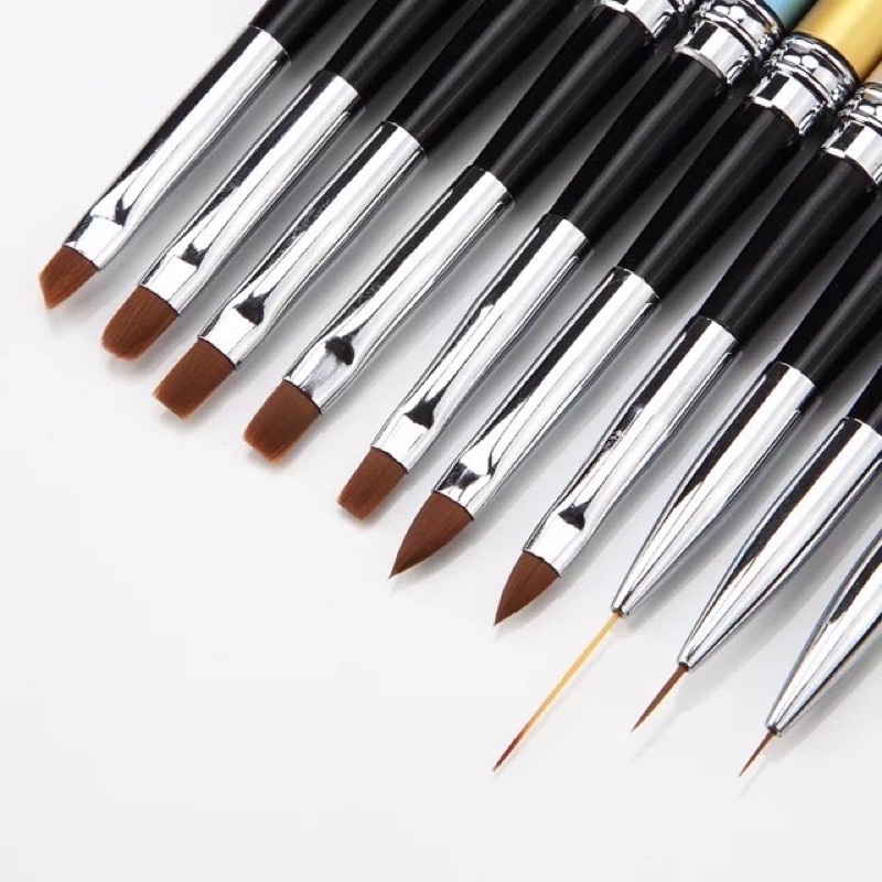 Bộ Cọ Nail 10 Cây Cán Nhôm Đầy Đủ Cọ Hoa Cúc, Cọ Nét, Cọ Bản , Cọ Vẽ
