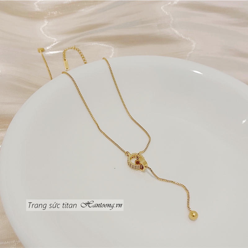 Dây chuyền nữ chất liệu titan mặt dây thiết kế thời trang đính đá pha lê cao cấp mẫu mới 2023