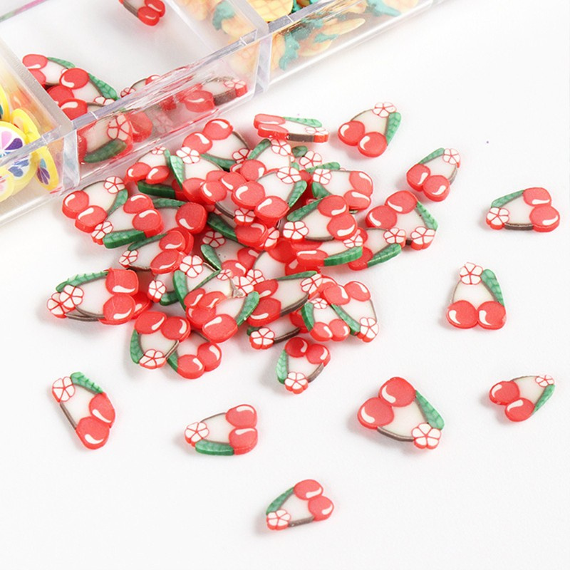 Hộp đất sét polymer mềm hình trái cây đính móng trang trí/ làm đồ trang sức thủ công diy thiết kế 12 ô