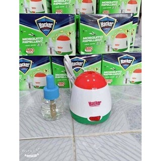 Combo Máy đuổi muỗi hacker + tinh dầu hacker chính hãng [In Logo]