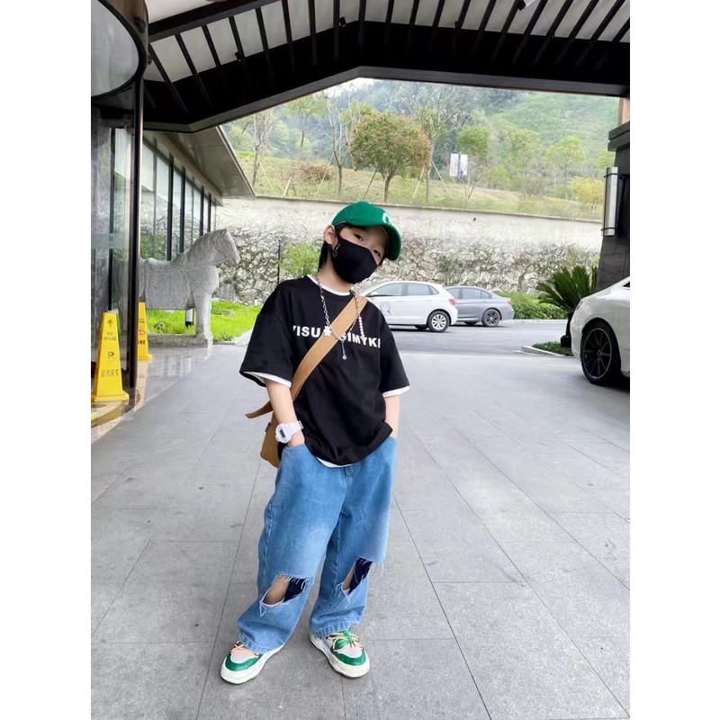 Quần Jean Rách Cá Tính Hợp Thời Trang Cho Bé Trai