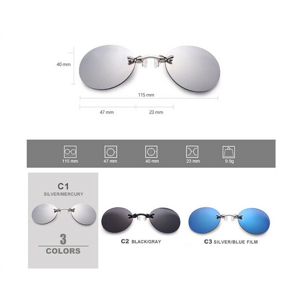Cod Kính Râm Kẹp Mũi Cổ Điển Không Gọng Có Kẹp Tròn Cùng Màu Phong Cách Ma Trận Cá Tính Cho Unisex