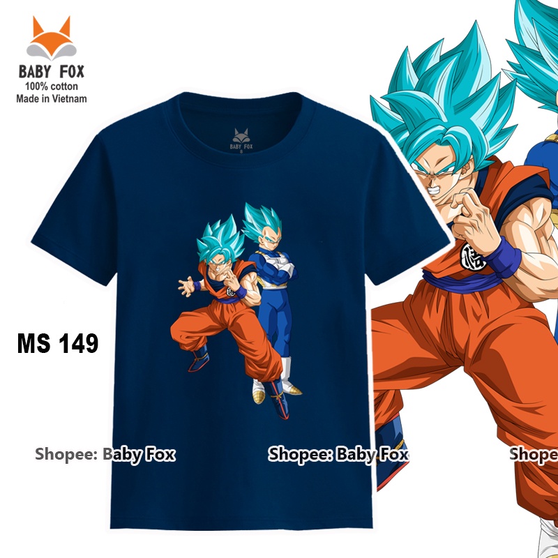 Áo thun bé trai 100% cotton loại tốt, áo phông thương hiệu BABY FOX, hình Dragon Ball, Songoku j