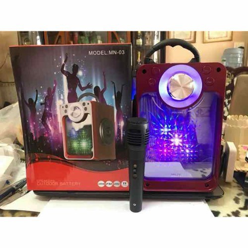 Loa karaoke bluetooth MN-03 mặt gương tặng mic có dây - MN 03
