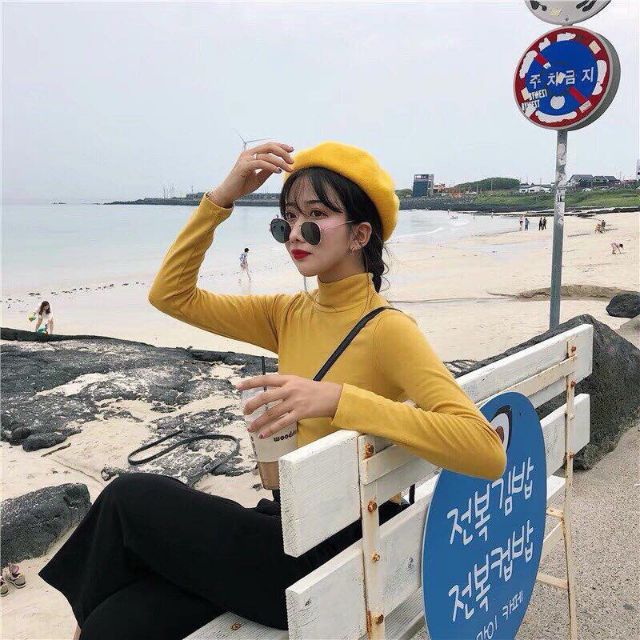 Áo thun cổ lọ tay dài ôm body