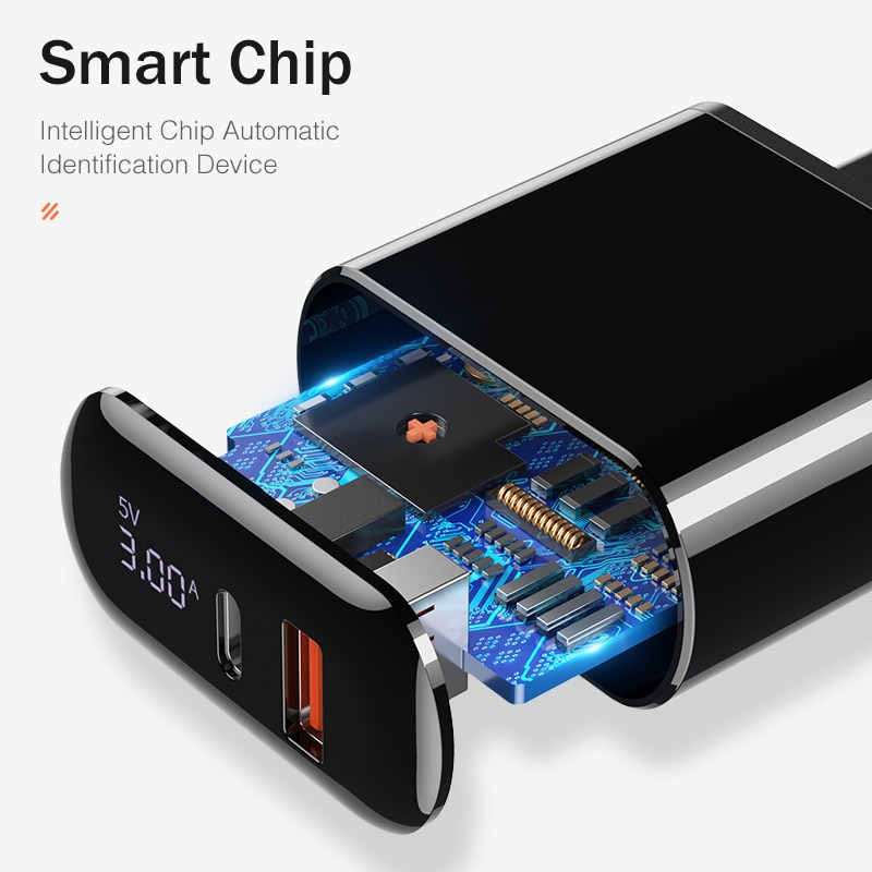 Cốc Sạc Nhanh YKZ YK-CH005 QC 3.0 PD USB 3.0 Có Đèn LED Dành Cho Điện Thoại iPhone Xiaomi Samsung Huawei