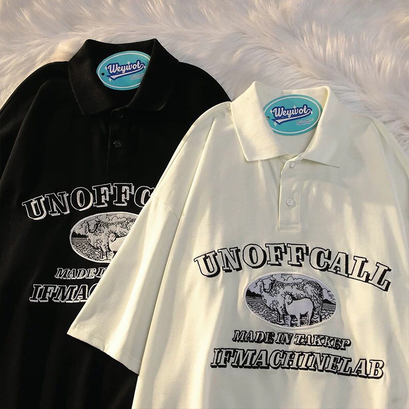 Áo Thun Polo Nam Nữ  Form Rộng Con Cừu Unoffcall Vải Dày Mịn Thoáng Mát Thiết Kế Thời Trang Kiểu Dáng Năng Động