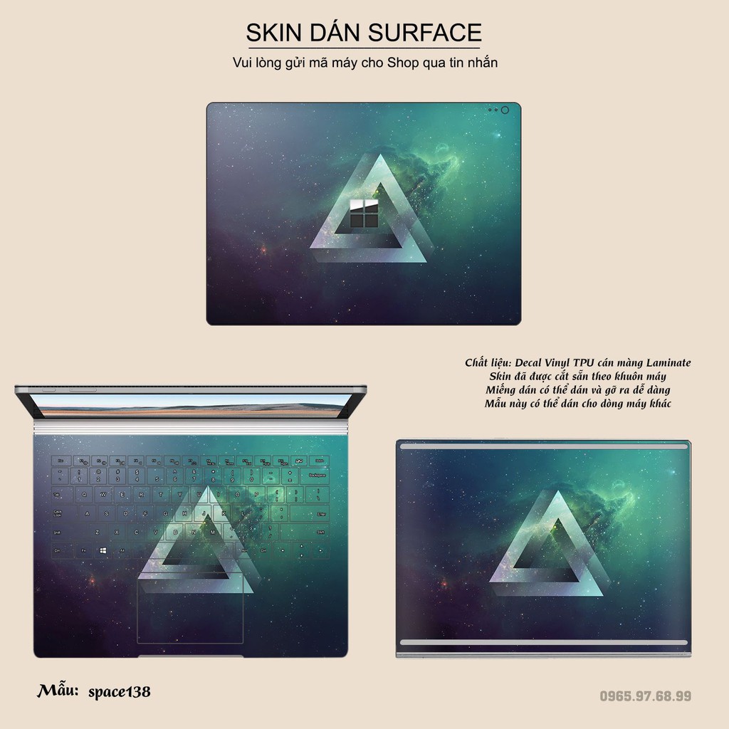 Miếng dán Skin bảo vệ mặt lưng Surface Pro 2/ Pro 3/ Pro 4/ Pro 5/ Pro 6/Pro 7/Pro X / Surface Go /Book in hình sưu tầm