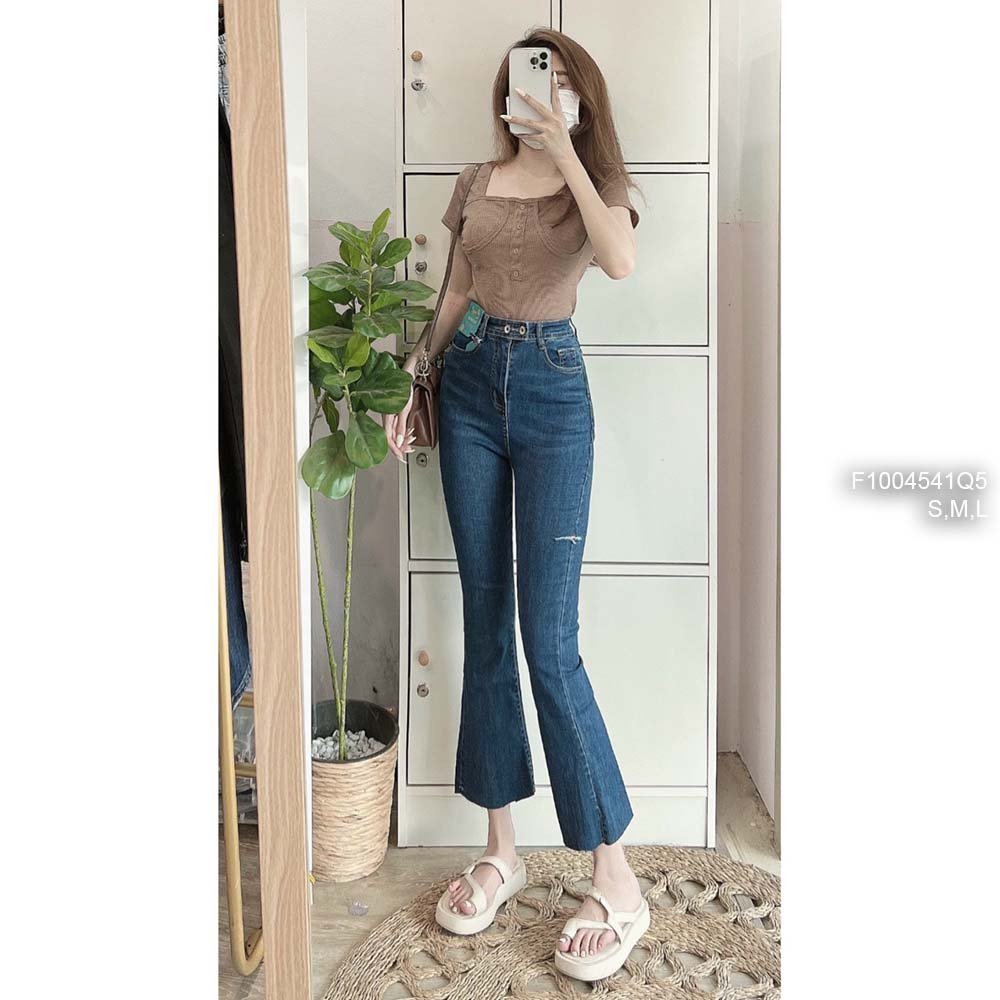 Quần jean ống pass lỡ lưng cao 2 nút! HÀNG VNXK.