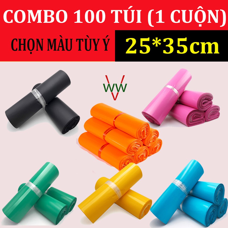 [RẺ NHẤT SHOPEE] Combo 100 Túi ( 1 CUỘN) Niêm Phong - Túi Gói Hàng size 25x35cm chống bóc hàng giá rẻ Hà Nội