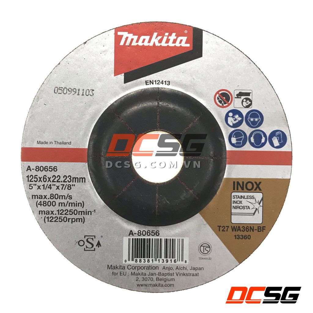 Đá mài Inox 125x6x22.23mm Makita A-80656 | DCSG