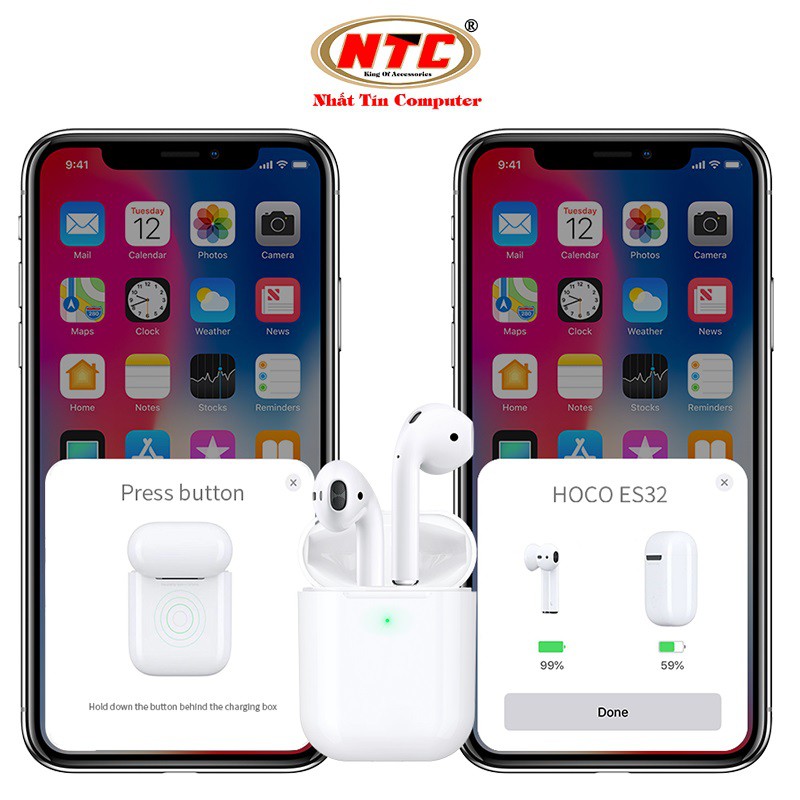 Tai nghe Bluetooth True Wireless Hoco ES32 Original series V5.0 (Trắng) - sạc không dây