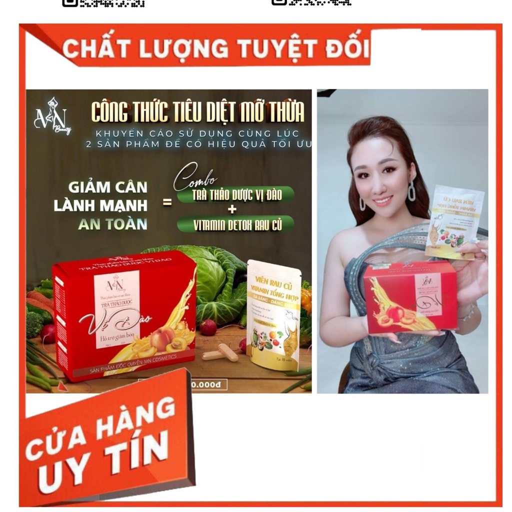 Tặng 1 Gói Detox Rau Củ- Trà Giảm Cân Vị Đào Đông Anh - Trà đào giảm cân MN Beauty Group chính hãng Mỹ Phẩm Đông Anh