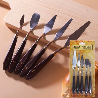 Bộ dao chét vẽ bánh kem 5 món cán gỗ