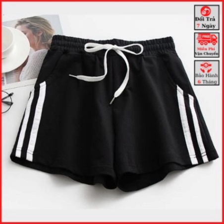 Quần Đùi Nữ 2 Sọc Viền Thể Thao Short Ngắn Tập Gym Đi Dạo Mặc Ở Nhà Ngủ Trẻ Trung - kvindstore08