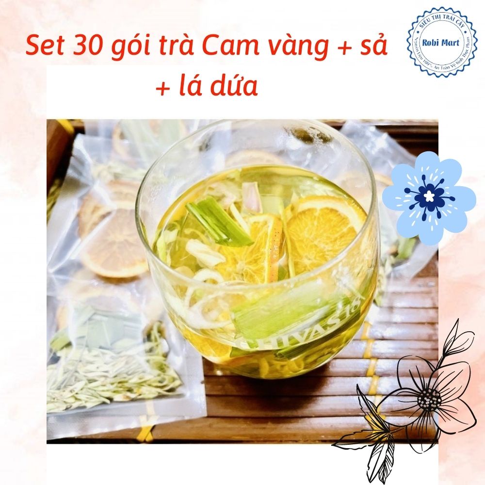 Set 30 gói trà Cam vàng + sả + lá dứa - Đẹp da, giảm cân, tốt cho sức khỏe