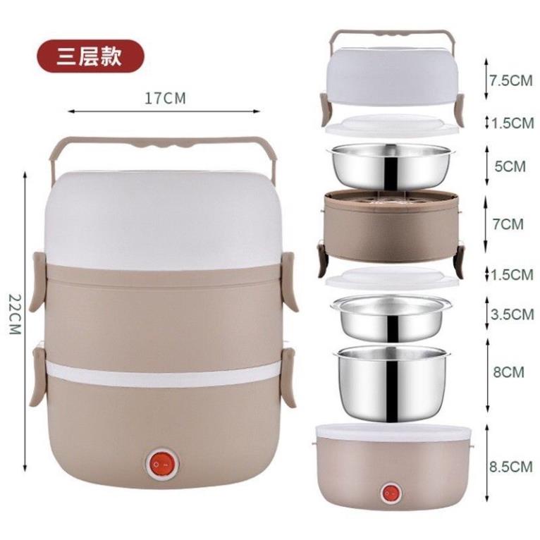 CẶP LỒNG Ủ CƠM CẮM ĐIỆN RUỘT INOX 3 TẦNG ELECTRIC LUNCH BOX