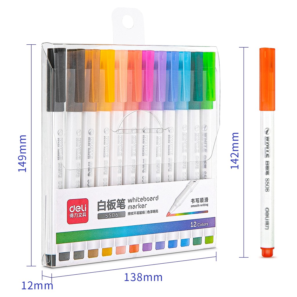 Bút dạ đa năng Deli - 8/12 màu - Viết trên nhiều chất liệu - 1 hộp - S504/S506