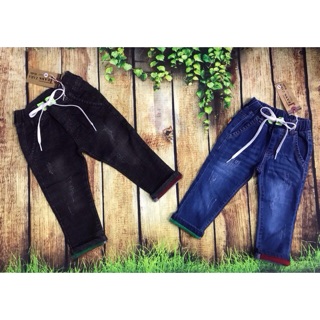 [ XẢ HÀNG ] quần jean dài lưng thun cho bé trai, chất jean đẹp, mềm, mát, co dãn, dải rút thật