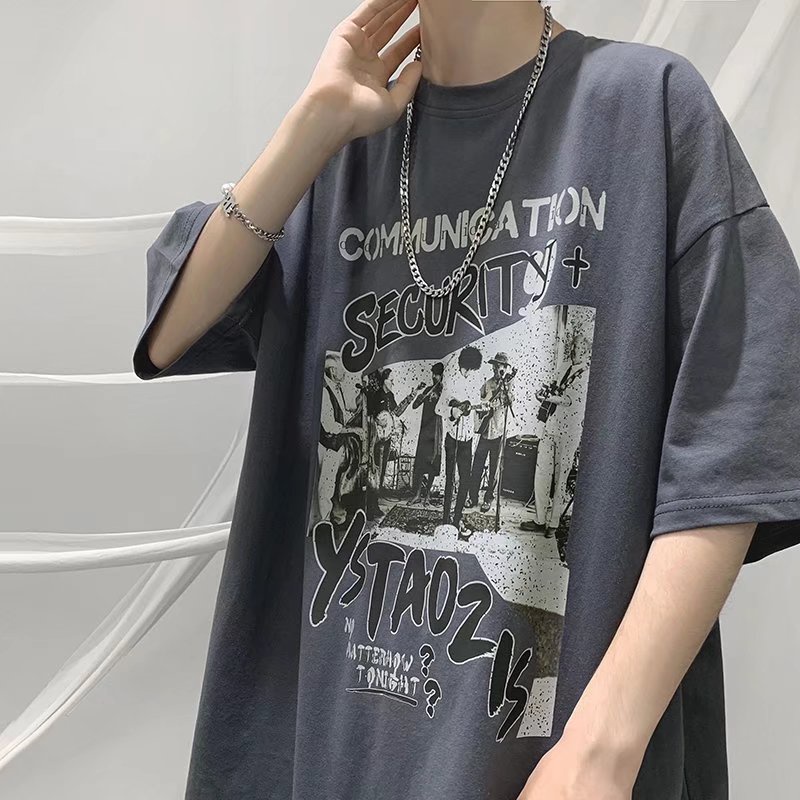 Áo Thun Tay Ngắn Dáng Rộng In Họa Tiết Hoạt Hình Phong Cách Hip Hop Thời Trang Mùa Hè Cho Nam size M-8XL