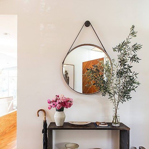 - Gương Tròn Treo Tường Kèm Dây Da Đường Kính 40cm - D40 cm