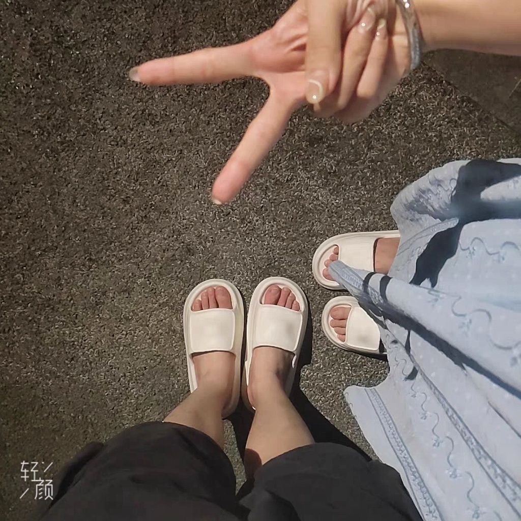 Dép bánh mì unisex, Dép nữ quai ngang chất liệu EVA hai màu trắng đen trơn size kép 36-43  DC04