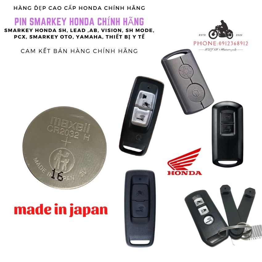 Pin Smartkey Honda Airblade, Vision , SH, SH mode, PCX, Yamaha Honda Chính Hãng Mã CR2032