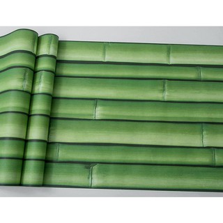 ( tặng kèm dụng cụ) combo 10m giấy dán tường tre 3d xanh