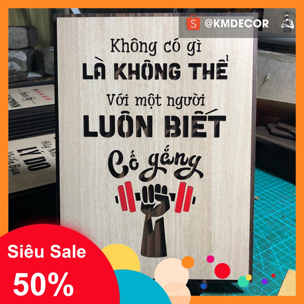 Tranh tạo động lực - mẫu câu "không có gì là không thể với một người luôn biết cố gắng"