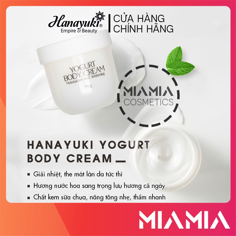 Kem Body Yogurt Hanayuki chính hãng 110g - Kem dưỡng trắng da toàn thân - 8936205370018