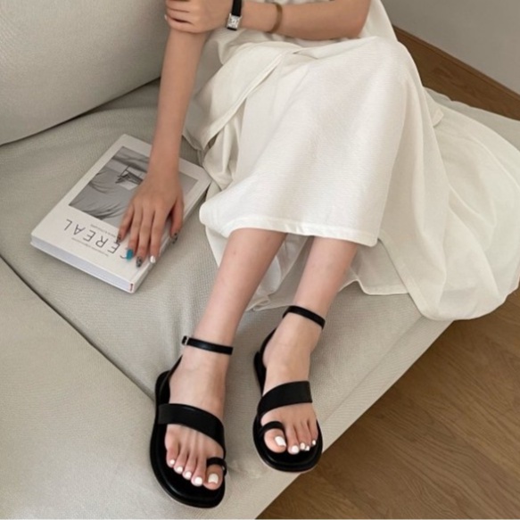 Dép Sandal XKS39 nữ xỏ ngón Quai chéo đế bệt,