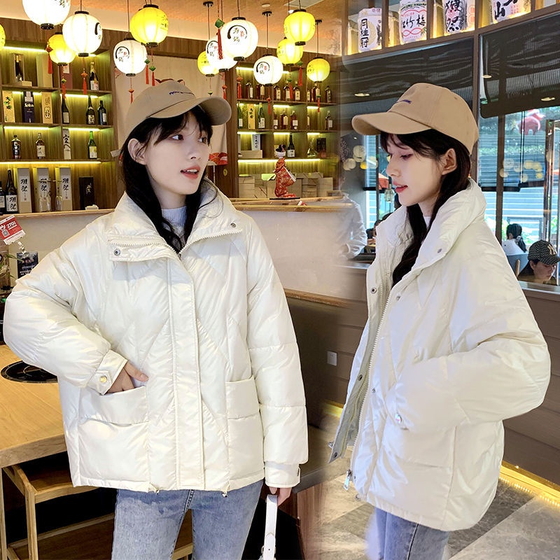 Áo khoác phao cotton dày dáng rộng đơn giản thoải mái thời trang mùa đông cho nữ