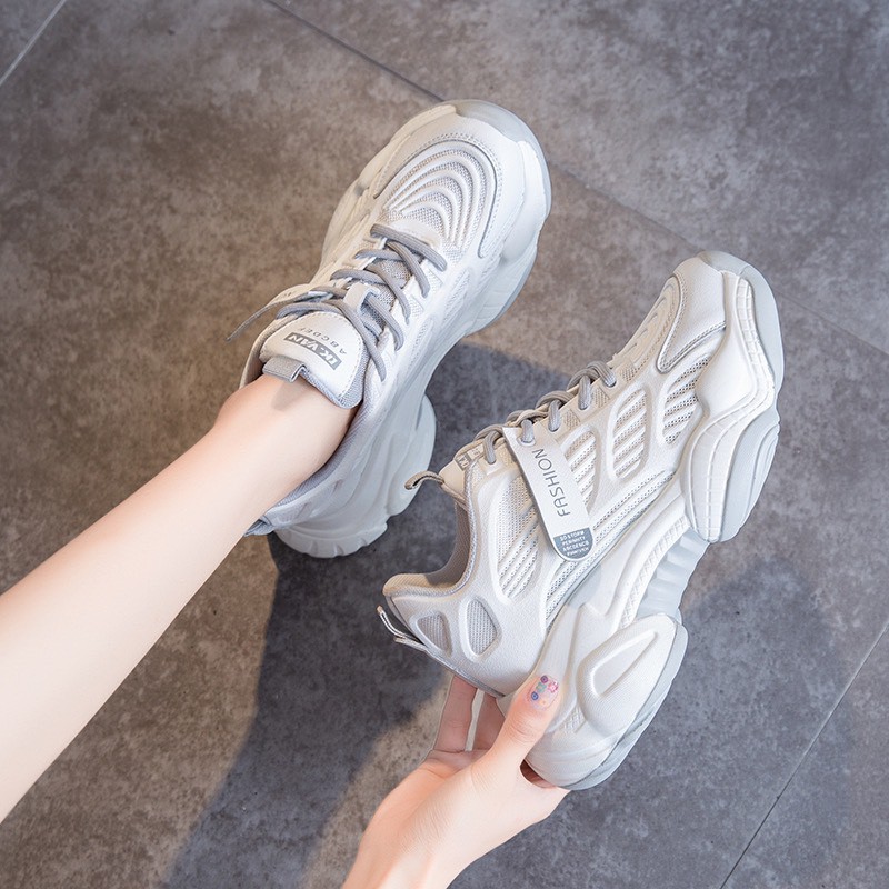 Giày thể thao nữ mũi tròn đế bằng,Giày thể thao nữ phối lưới độn đế thoáng khí đẹp | BigBuy360 - bigbuy360.vn