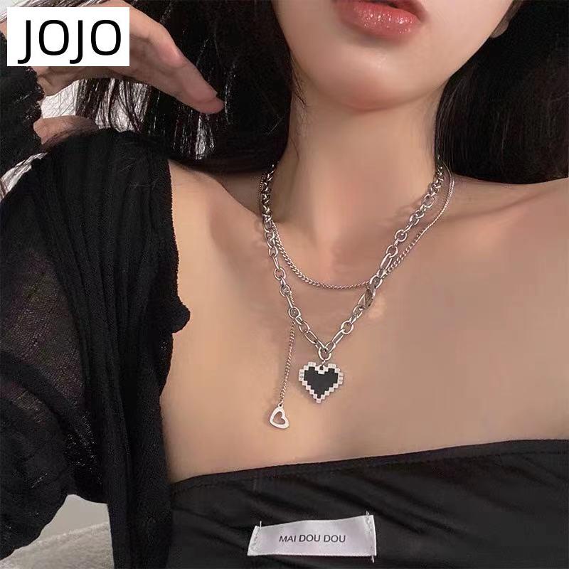 Dây Chuyền Hai Lớp Thiết Kế Sang Trọng Với Mặt Dây Hình Bút Chữ Love Màu Đen Dễ Phối Đồ Cho Nữ