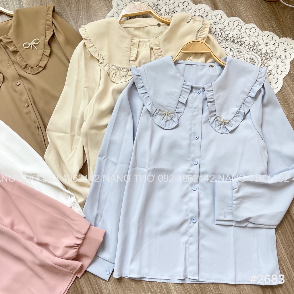Áo sơ mi cổ bèo Ulzzang 5 màu, tiểu thư, siêu xinh  2683