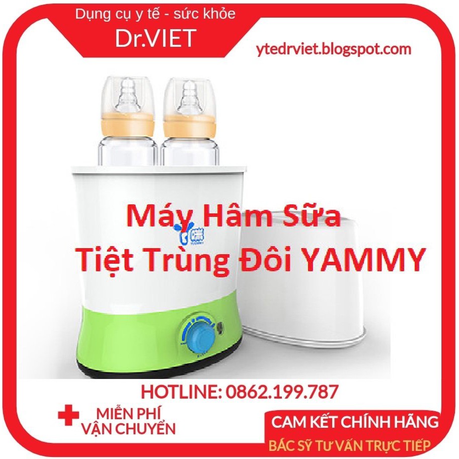 Máy Hâm Sữa Tiệt Trùng Đôi YAMMY (Tặng Kèm Túi Đựng Sữa)-Rã đông, hâm sữa, túi trữ sữa, hâm cháo, thức ăn cho bé an toàn