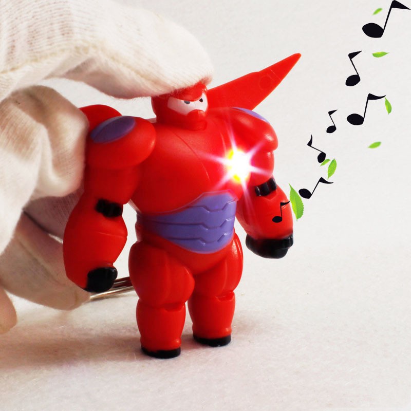 Móc khoá đèn LED âm thanh nhân vật hành động Big Hero 6 Baymax Hiro Hamada