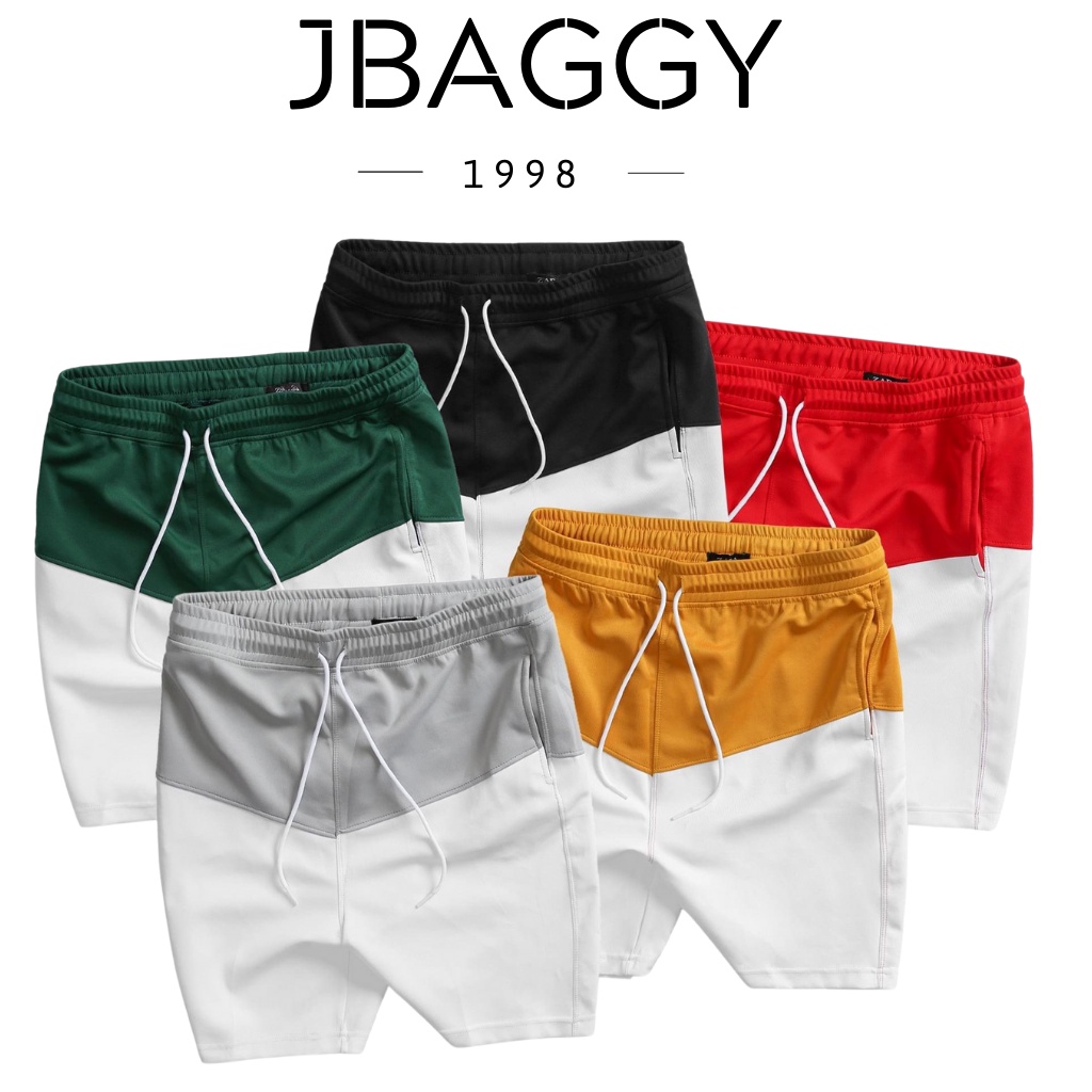 Quần đùi ngố JBAGGY thể thao thun trắng phối màu phong cách hiện đại