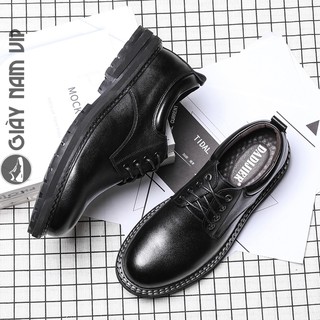 Giầy Da Nam Công Sở Cao Cấp Buộc Dây Hàn Quốc GIAYNAMVIP Giày Đốc Nam Cổ Ngắn Da Bò GNK11