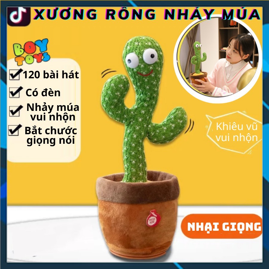 Đồ chơi xương rồng khiêu vũ nhảy múa bắt chước, nhại lại tiếng nói, có nhạc sôi động với 120 bài hát