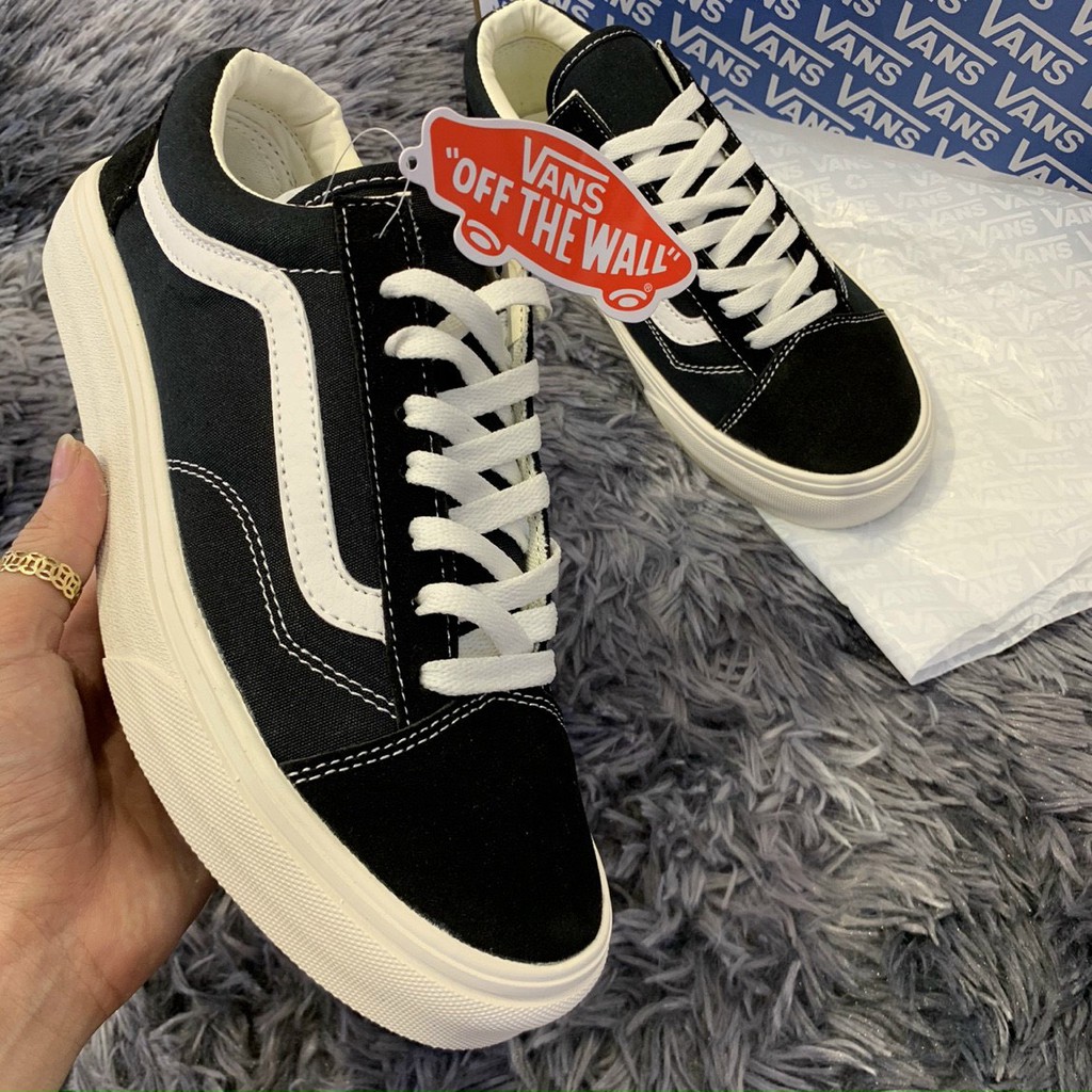 Giày thể thao Sneakers nam nữ Vans Vault, Giày đen vạch trắng da lộn